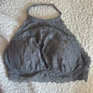 Gilly Hicks Gray Lace High-Neck Bralette